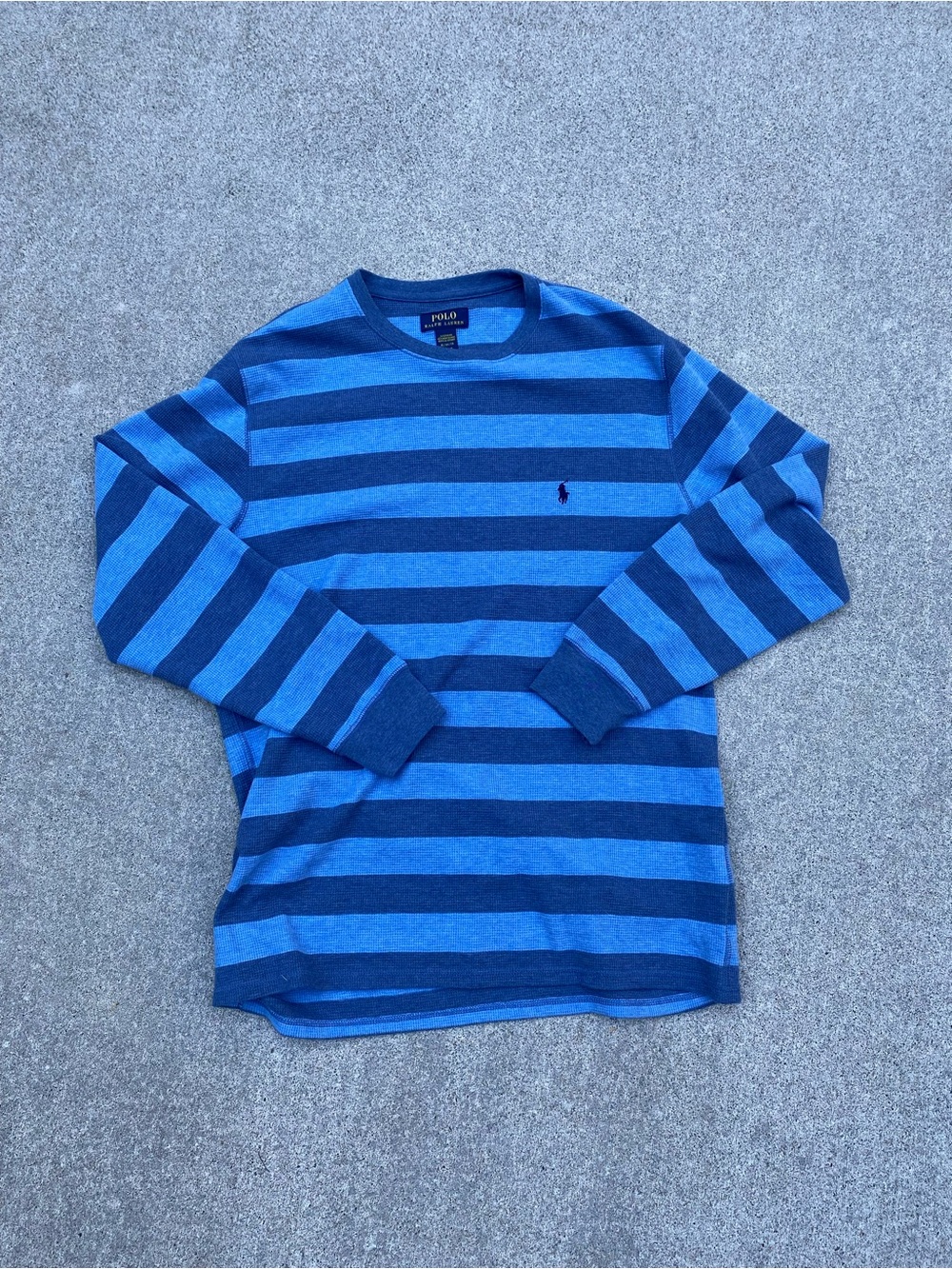 Polo by Ralph Lauren Men’s Blue Striped Long Sleeve Crewneck